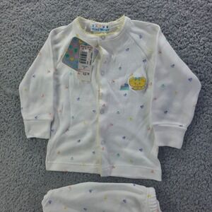 Vintage Mini Wear Kids R Us White Paw Print Puppy Snap Top Pants Set 2T NWT